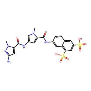 7-{[(4-{[(3-Amino-1-methyl-1H-pyrazol-5-yl)carbonyl]amino}-1-methyl-1H-pyrrol-2-yl)carbonyl]amino}naphthalene-1,3-disulfonic acid structure
