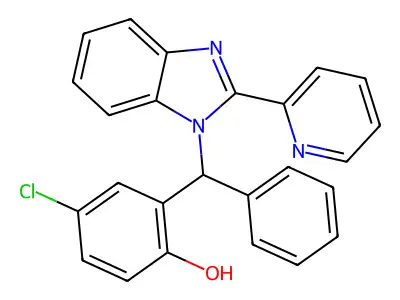 Phenol, 4-chloro-2-[phenyl[2-(2-pyridinyl)-1H-benzimidazol-1-yl]methyl]- structure