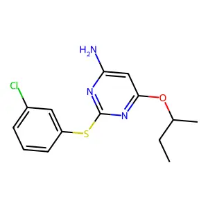 4-Pyrimidinamine, 2-((3-chlorophenyl)thio)-6-(1-methylpropoxy)- structure