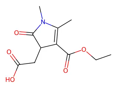 2-(4-ethoxycarbonyl-1,5-dimethyl-2-oxo-3H-pyrrol-3-yl)acetic acid structure