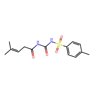 4-methyl-N-[(4-methylphenyl)sulfonylcarbamoyl]pent-3-enamide structure