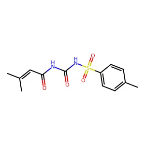 3-methyl-N-[(4-methylphenyl)sulfonylcarbamoyl]but-2-enamide structure