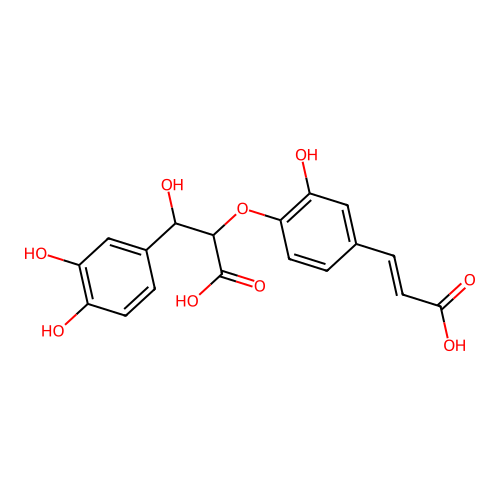 alpha-[4-[(1E)-2-Carboxyethenyl]-2-hydroxyphenoxy]-beta,3,4-trihydroxybenzenepropanoic acid structure