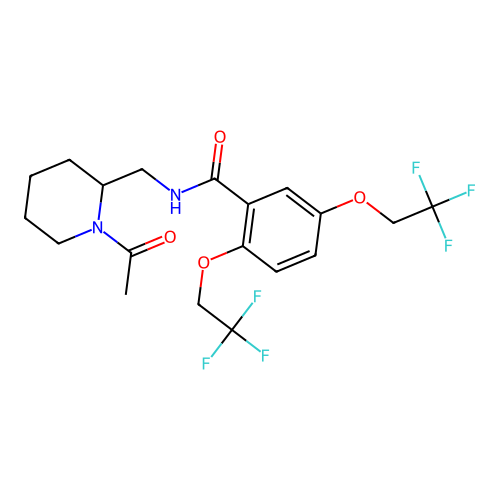 Benzamide, N-[(1-acetyl-2-piperidinyl)methyl]-2,5-bis(2,2,2-trifluoroethoxy)- structure