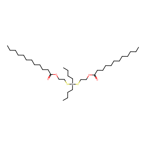 Dodecanoic acid, 1,1'-[(dibutylstannylene)bis(thio-2,1-ethanediyl)] ester structure