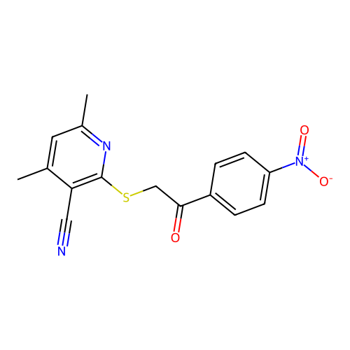 4,6-Dimethyl-2-{[2-(4-nitrophenyl)-2-oxoethyl]sulfanyl}pyridine-3-carbonitrile structure