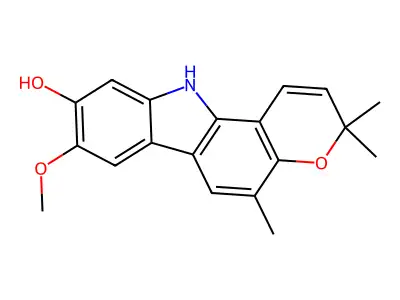 3,11-Dihydro-8-methoxy-3,3,5-trimethylpyrano(3,2-a)carbazol-9-ol structure
