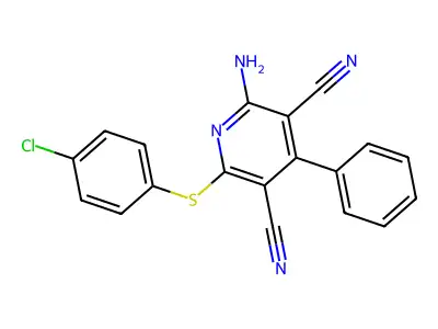 3,5-Pyridinedicarbonitrile, 2-amino-6-[(4-chlorophenyl)thio]-4-phenyl- structure