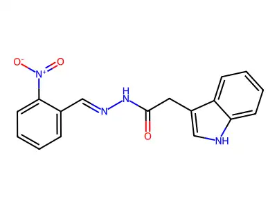2-(1H-indol-3-yl)-N-[(2-nitrophenyl)methylideneamino]acetamide structure