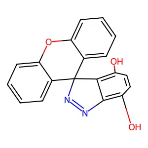 Spiro(3H-indazole-3,9'-(9H)xanthene)-4,7-diol structure