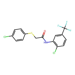2-[(4-chlorophenyl)sulfanyl]-N-[2-chloro-5-(trifluoromethyl)phenyl]acetamide structure