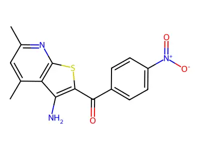 (3-Amino-4,6-dimethylthieno[2,3-b]pyridin-2-yl)(4-nitrophenyl)methanone structure