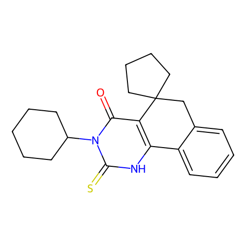 3-cyclohexyl-2-thioxo-2,3-dihydro-1H-spiro[benzo[h]quinazoline-5,1'-cyclopentan]-4(6H)-one structure