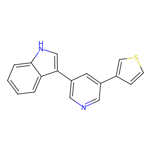 3-[5-(thiophen-3-yl)pyridin-3-yl]-1H-indole structure