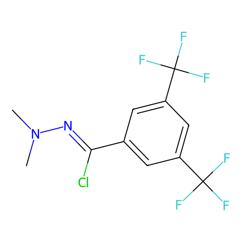 N1,N1-dimethyl-3,5-di(trifluoromethyl)benzene-1-carbohydrazonoyl chloride structure