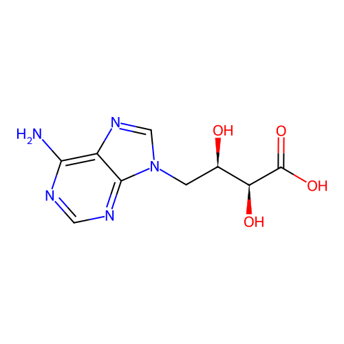 9H-Purine-9-propanoic acid, 6-amino-alpha-hydroxy-, (alphaR)- structure