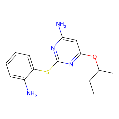 2-(2-Amino-phenylsulfanyl)-6-sec-butoxy-pyrimidin-4-ylamine structure