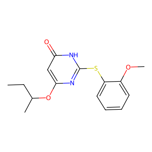 4(1H)-Pyrimidinone, 2-((2-methoxyphenyl)thio)-6-(1-methylpropoxy)- structure