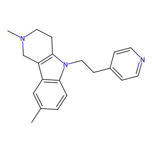 2,8-dimethyl-5-(2-(pyridin-4-yl)ethyl)-2,3,4,5-tetrahydro-1H-pyrido[4,3-b]indole structure