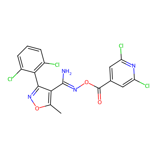 O4-[(2,6-dichloro-4-pyridyl)carbonyl]-3-(2,6-dichlorophenyl)-5-methylisoxazole-4-carbohydroximamide structure