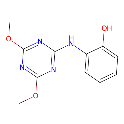 2-[(4,6-Dimethoxy-1,3,5-triazin-2-yl)amino]phenol structure