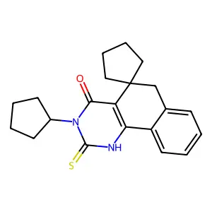 3-cyclopentyl-2-sulfanylidenespiro[1,6-dihydrobenzo[h]quinazoline-5,1'-cyclopentane]-4-one structure