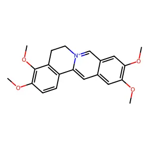Dibenzo[a,g]quinolizinium, 5,6-dihydro-3,4,10,11-tetramethoxy- structure