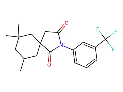 7,7,9-Trimethyl-2-[3-(trifluoromethyl)phenyl]-2-azaspiro[4.5]decane-1,3-dione structure