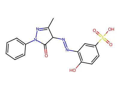 4-Hydroxy-3-[(3-methyl-5-oxo-1-phenyl-4H-pyrazol-4-yl)diazenyl]benzenesulfonic acid structure