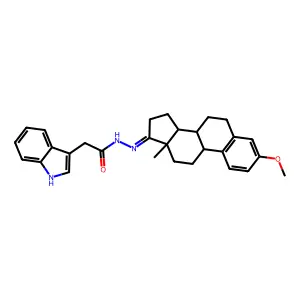 2-(1H-Indol-3-yl)-N-[3-methoxyestra-1(10),2,4-trien-17-ylidene]ethanehydrazonic acid structure