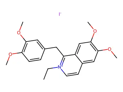 1-[(3,4-Dimethoxyphenyl)methyl]-2-ethyl-6,7-dimethoxyisoquinolin-2-ium iodide structure