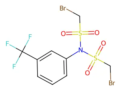 bromo-N-[(bromomethyl)sulphonyl]-N-[3-(trifluoromethyl)phenyl]methanesulphonamide structure