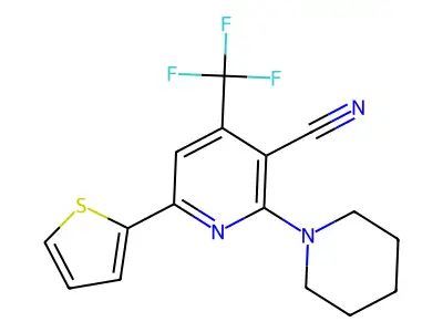 2-(1-Piperidinyl)-6-(2-thienyl)-4-(trifluoromethyl)-3-pyridinecarbonitrile structure