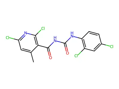 2,6-dichloro-N-[(2,4-dichlorophenyl)carbamoyl]-4-methylpyridine-3-carboxamide structure