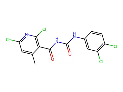 2,6-dichloro-N-[(3,4-dichlorophenyl)carbamoyl]-4-methylpyridine-3-carboxamide structure