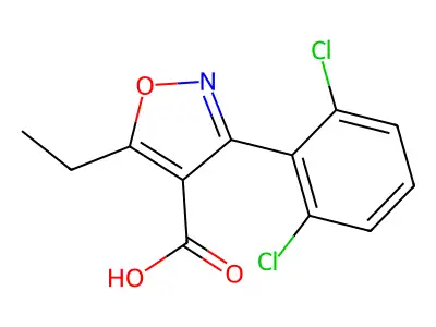 3-(2,6-Dichlorophenyl)-5-ethylisoxazole-4-carboxylic acid structure