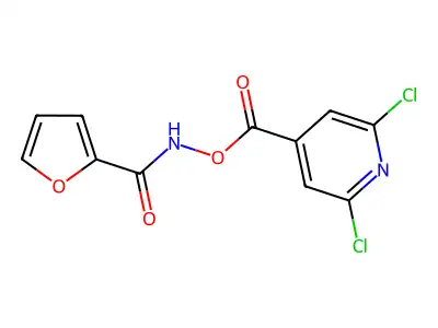 N-[(2,6-dichloroisonicotinoyl)oxy]-2-furamide structure