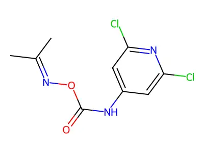 2,6-Dichloro-4-[(([(1-methylethylidene)amino]oxy)carbonyl)amino]pyridine structure