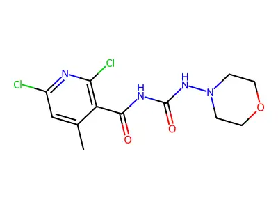 N-[(2,6-dichloro-4-methyl-3-pyridyl)carbonyl]-N'-morpholinourea structure