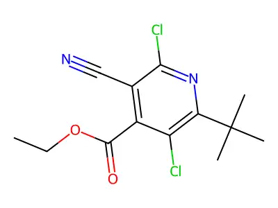Ethyl 2-tert-butyl-3,6-dichloro-5-cyanopyridine-4-carboxylate structure