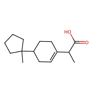 1-Cyclohexene-1-acetic acid, alpha-methyl-4-(1-methylcyclopentyl)- structure