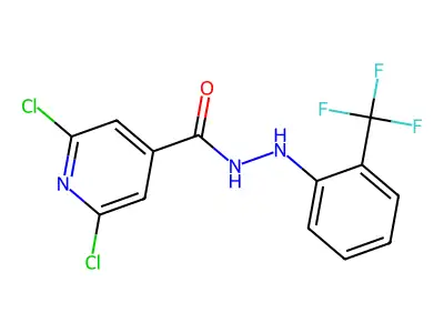 N'4-[2-(trifluoromethyl)phenyl]-2,6-dichloropyridine-4-carbohydrazide structure