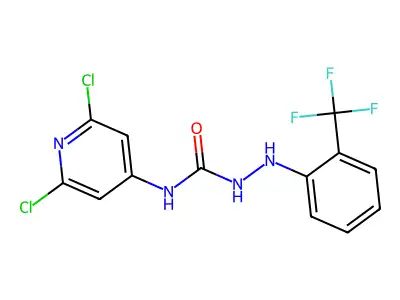 N1-(2,6-dichloro-4-pyridyl)-2-[2-(trifluoromethyl)phenyl]hydrazine-1-carboxamide structure