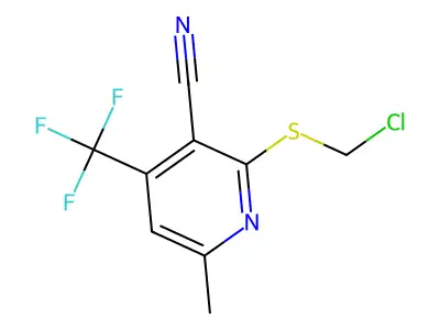 2-[(Chloromethyl)thio]-6-methyl-4-(trifluoromethyl)nicotinonitrile structure