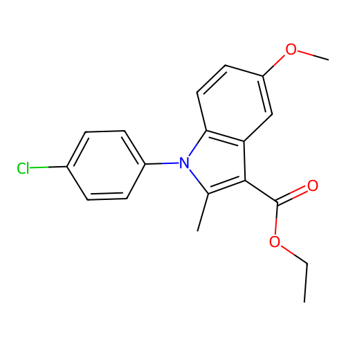 ethyl 1-(4-chlorophenyl)-5-methoxy-2-methyl-1H-indole-3-carboxylate structure