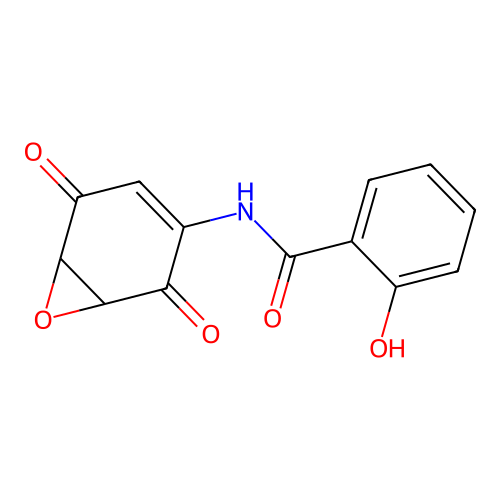 N-(2,5-dioxo-7-oxabicyclo[4.1.0]hept-3-en-3-yl)-2-hydroxybenzamide structure