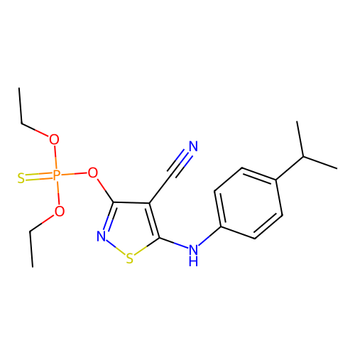 3-[(diethoxyphosphorothioyl)oxy]-5-(4-isopropylanilino)isothiazole-4-carbonitrile structure