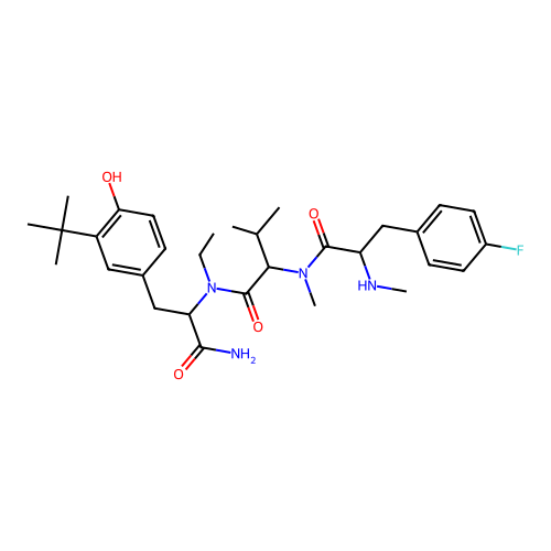 Me-DL-Phe(4-F)-DL-N(Me)Val-DL-N(Et)Tyr(3-tBu)-NH2 structure