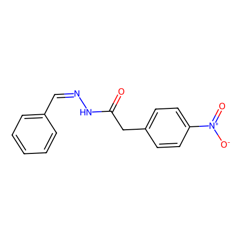 N-[(Z)-benzylideneamino]-2-(4-nitrophenyl)acetamide structure