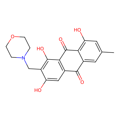 1,3,8-Trihydroxy-6-methyl-2-(morpholin-4-ylmethyl)anthracene-9,10-dione structure